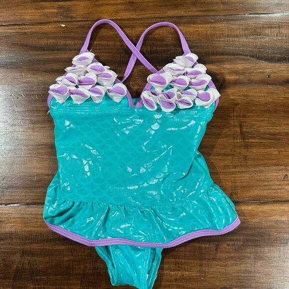 🤩Mermaid Swimsuit Turquoise Toddler Girls Size 4T - Picture 2 of 6
